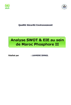Analyse SWOT et evaluation des impacts environnementaux