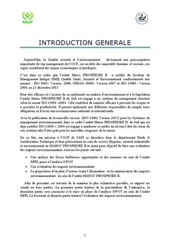 Analyse SWOT et evaluation des impacts environnementaux