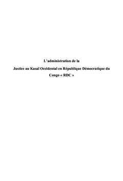 Administration de la justice dans le Kasai, en RDCongo