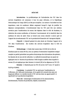 Apport de TIC dans les recettes hospitalières à Kinshasa