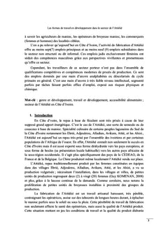 Les formes de travail en développement dans le secteur de l'Attiéké