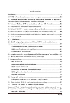 La valeur contenante du medium artistique chez l'adolescent suicidaire
