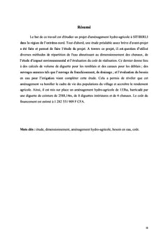 Aménagement hydro-agricole, cas de SITIBIRLI