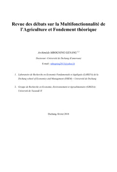 Revue des débats sur la Multifonctionnalité de l'agriculture