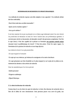 Méthodologie de recherche d'un projet pédagogique