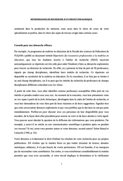 Méthodologie de recherche d'un projet pédagogique