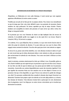 Méthodologie de recherche d'un projet pédagogique