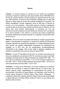 Completude vaccinale et etude des determinants