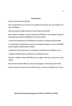 Diagnostic du mode de gestion de la fertilite du sols A Bas Coursin II