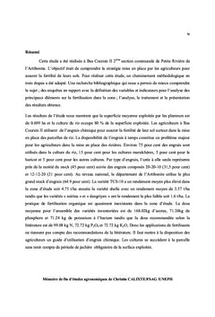 Diagnostic du mode de gestion de la fertilite du sols A Bas Coursin II