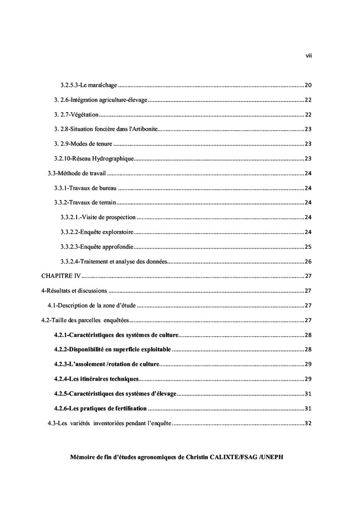 Diagnostic du mode de gestion de la fertilite du sols A Bas Coursin II