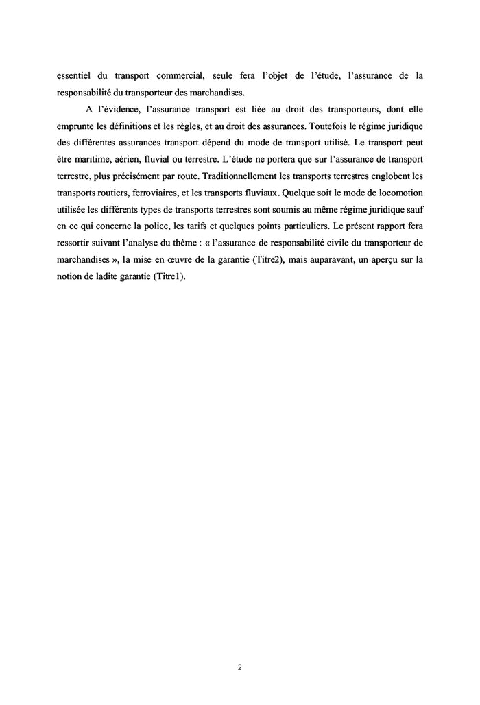 L'assurance de responsabilité civile du transporteur de marchandises