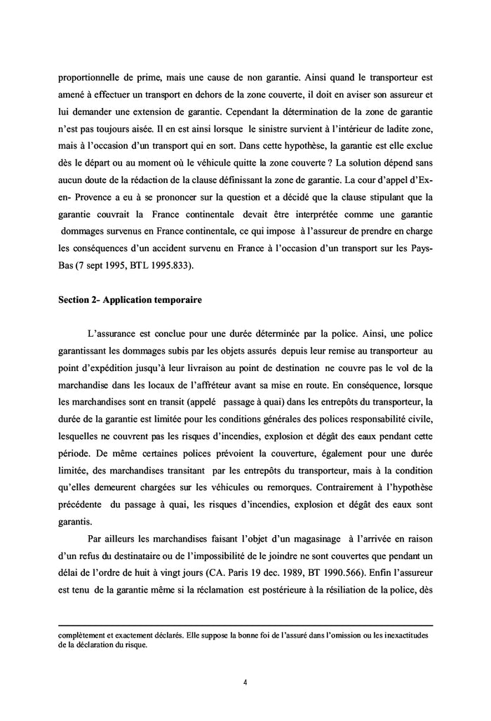 L'assurance de responsabilité civile du transporteur de marchandises