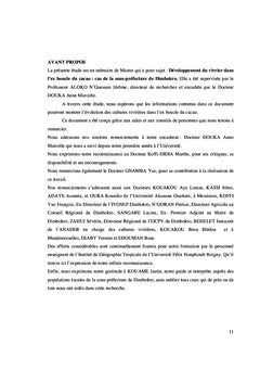 Developpement du vivrier dans l'ex boucle du cacao, cote d'ivoire