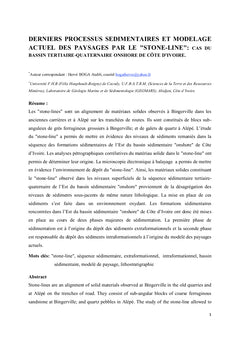 Dynamique sédimentaire et modélage des paysages par le "stone-line"