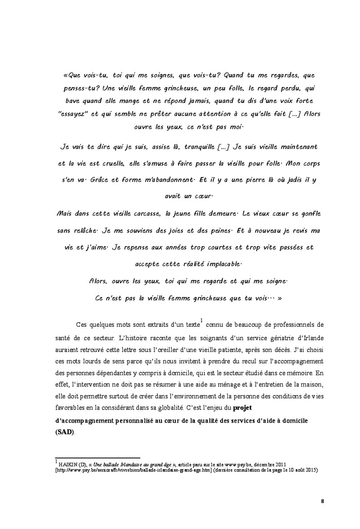 Le projet personnalisé au coeur de la qualité des services à domicile