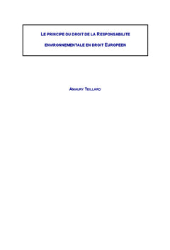 Principes de la responsabilité en droit européen de l'environnement