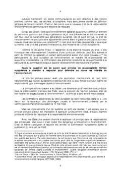 Principes de la responsabilité en droit européen de l'environnement