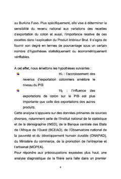 Impact des recettes d'exportation du coton