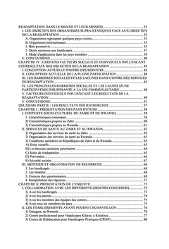 Readaptation socioprofessionnelle au Congo Kinshasa et Rwanda
