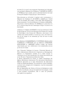Readaptation socioprofessionnelle au Congo Kinshasa et Rwanda