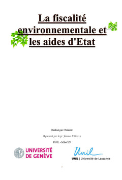 La fiscalité environnementale et les aides d'Etat