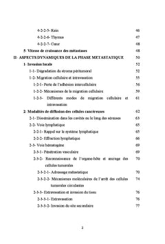 Physiopathogenie des metastases