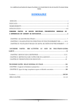 Enquete et mesures de prevention des risques d'accidents et securite