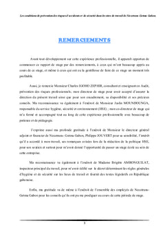 Enquete et mesures de prevention des risques d'accidents et securite
