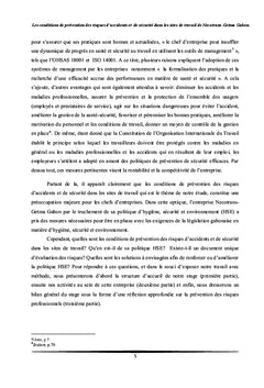 Enquete et mesures de prevention des risques d'accidents et securite