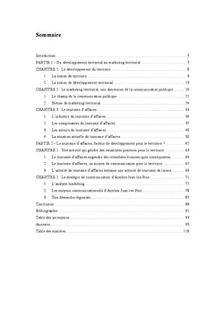Tourisme en affaires, marketing et developpement territorial