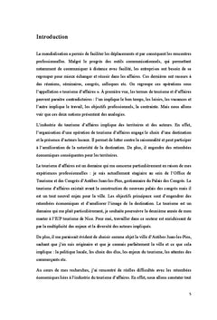 Tourisme en affaires, marketing et developpement territorial