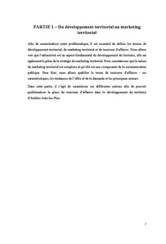 Tourisme en affaires, marketing et developpement territorial