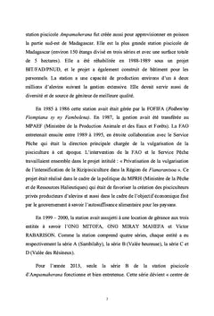 Etude morphologique et écologique Paratilapia sp. Fiamanga