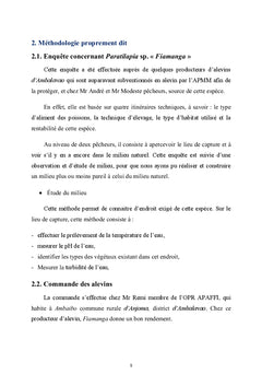 Etude morphologique et écologique Paratilapia sp. Fiamanga