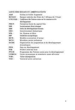 Institution, investissements et croissance dans l'UeMOA