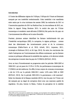 Institution, investissements et croissance dans l'UeMOA