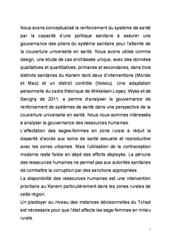 Gouvernance des ressources humaines en sante au Kanem
