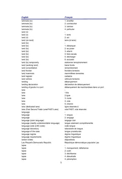 Dictionnaire des termes techniques douaniers Anglais/Français