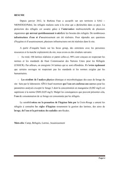 Evaluation de la gestion des infrastrucures wash