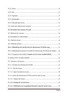 Evaluation de la gestion des infrastrucures wash