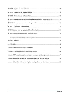 Evaluation de la gestion des infrastrucures wash