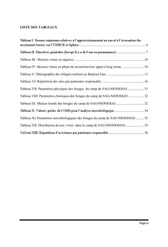 Evaluation de la gestion des infrastrucures wash