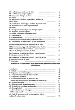 Le mortier de plâtre renforcé par des fibres de palmier dattier
