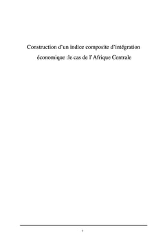 Indice Composite d'Integration Regionale: Le cas d'Afrique Centrale
