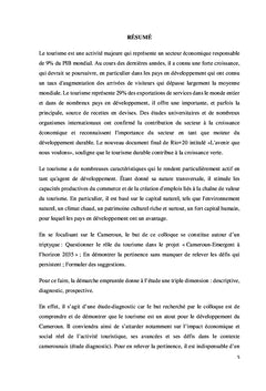 La contribution du tourisme à l'émergence du Cameroun à l'horizon 2035