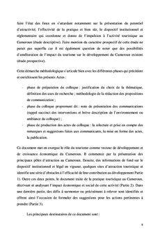 La contribution du tourisme à l'émergence du Cameroun à l'horizon 2035