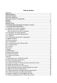 Evaluation des produits phytosanitaires et des doses utilisees en cultures maraîcheres