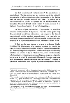 Les normes de référence du contrôle de la constitutionnalité