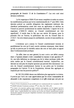 Les normes de référence du contrôle de la constitutionnalité